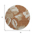 8' Terra Cotta And Beige Floral Washable Round Rug With UV Protection