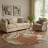 8' Terra Cotta And Beige Floral Washable Round Rug With UV Protection