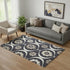 5' X 8' Black And Ivory Medallion Washable Area Rug With UV Protection