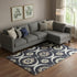 9' X 12' Black And Ivory Medallion Washable Area Rug With UV Protection