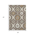 5' X 8' Brown Beige And Ivory Medallion Washable Area Rug With UV Protection