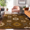 9' X 12' Coffee Gold And Beige Medallion Washable Area Rug With UV Protection