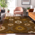 9' X 12' Coffee Gold And Beige Medallion Washable Area Rug With UV Protection