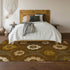 9' X 12' Coffee Gold And Beige Medallion Washable Area Rug With UV Protection