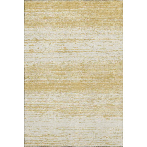 5' X 8' Gold And Ivory Striped Washable Area Rug With UV Protection