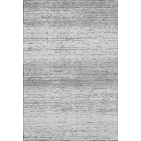 5' X 8' Gray And Silver Striped Washable Area Rug With UV Protection