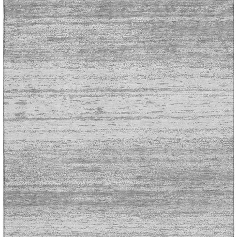 5' X 8' Gray And Silver Striped Washable Area Rug With UV Protection
