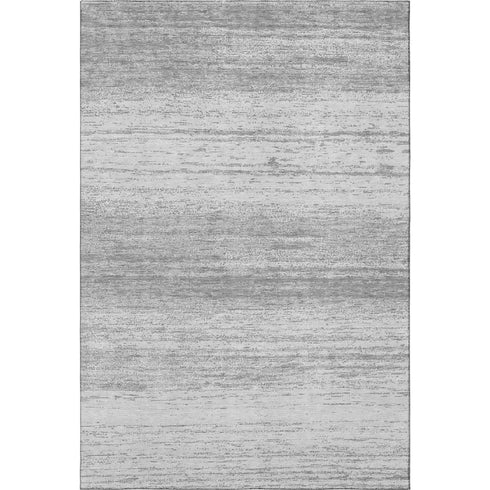 5' X 8' Gray And Silver Striped Washable Area Rug With UV Protection