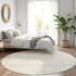 8' Ivory And Beige Striped Washable Round Rug With UV Protection