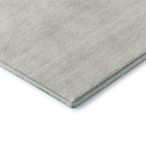 8' Ivory And Beige Striped Washable Round Rug With UV Protection