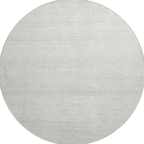 8' Ivory And Beige Striped Washable Round Rug With UV Protection