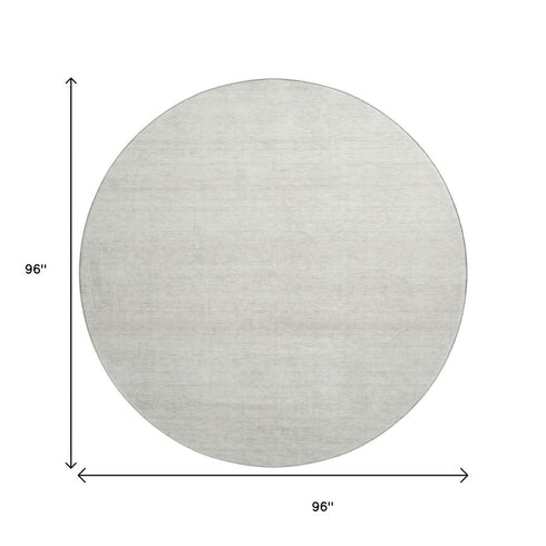 8' Ivory And Beige Striped Washable Round Rug With UV Protection
