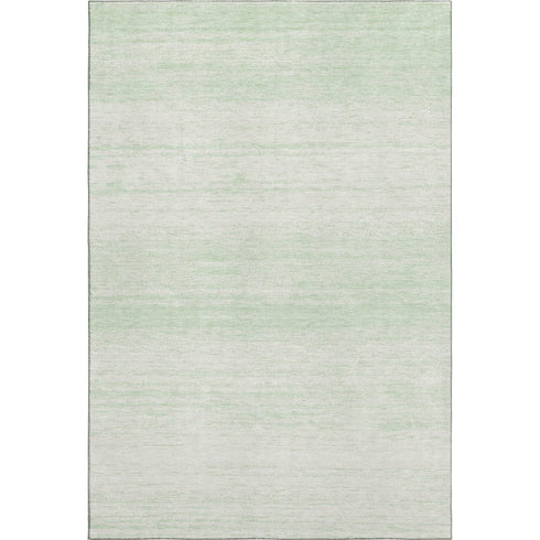 5' X 8' Mint Green And Ivory Striped Washable Area Rug With UV Protection