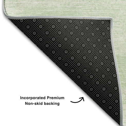 5' X 8' Mint Green And Ivory Striped Washable Area Rug With UV Protection