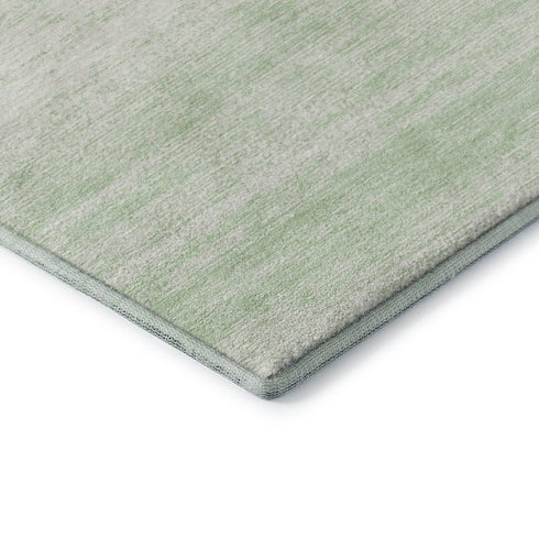 5' X 8' Mint Green And Ivory Striped Washable Area Rug With UV Protection