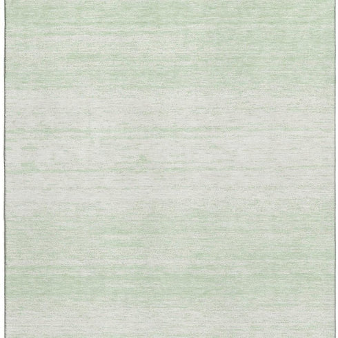 5' X 8' Mint Green And Ivory Striped Washable Area Rug With UV Protection