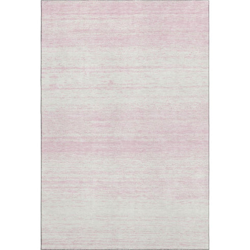 5' X 8' Pink And Ivory Striped Washable Area Rug With UV Protection