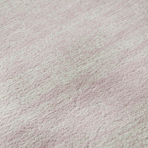5' X 8' Pink And Ivory Striped Washable Area Rug With UV Protection