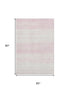 5' X 8' Pink And Ivory Striped Washable Area Rug With UV Protection