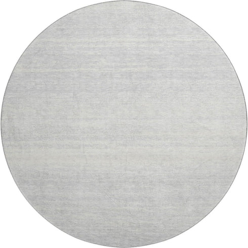 8' Silver And Gray Striped Washable Round Rug With UV Protection