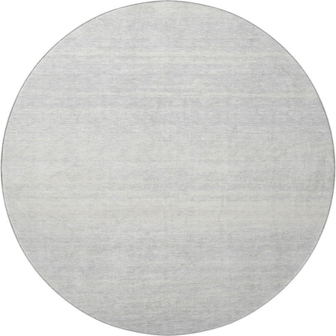 8' Silver And Gray Striped Washable Round Rug With UV Protection