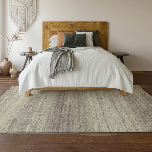 8' X 10' Taupe And Beige Striped Washable Area Rug With UV Protection