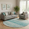8' Teal And Ivory Striped Washable Round Rug With UV Protection
