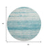 8' Teal And Ivory Striped Washable Round Rug With UV Protection