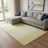 9' X 12' Yellow And Ivory Striped Washable Area Rug With UV Protection