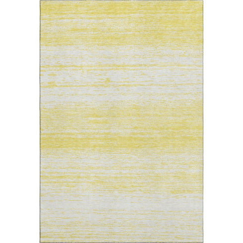 9' X 12' Yellow And Ivory Striped Washable Area Rug With UV Protection