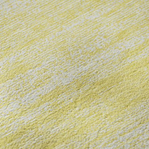 9' X 12' Yellow And Ivory Striped Washable Area Rug With UV Protection