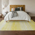 9' X 12' Yellow And Ivory Striped Washable Area Rug With UV Protection