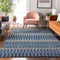 8' X 10' Denim Blue And Gray Southwestern Washable Area Rug With UV Protection