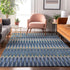 8' X 10' Denim Blue And Gray Southwestern Washable Area Rug With UV Protection