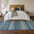 8' X 10' Denim Blue And Gray Southwestern Washable Area Rug With UV Protection