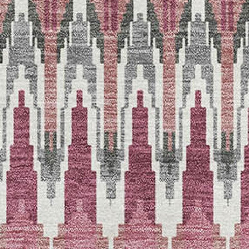 5' X 8' Mauve Blush And Ivory Southwestern Washable Area Rug With UV Protection
