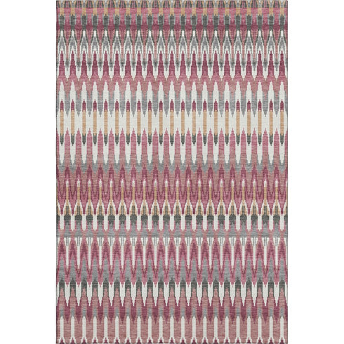 8' X 10' Mauve Blush And Ivory Southwestern Washable Area Rug With UV Protection