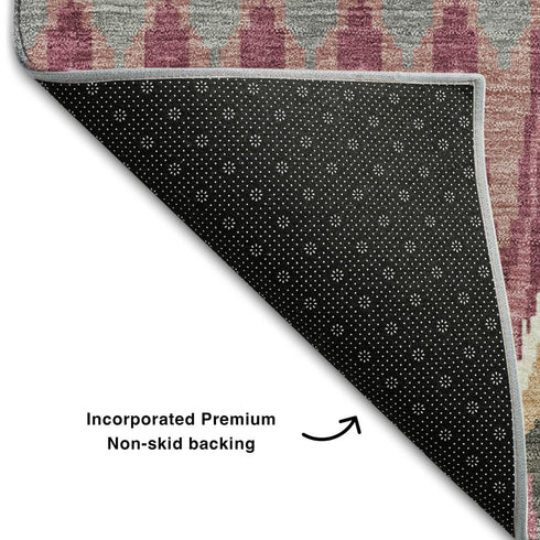 8' X 10' Mauve Blush And Ivory Southwestern Washable Area Rug With UV Protection