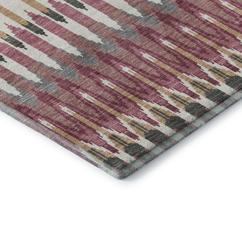 8' X 10' Mauve Blush And Ivory Southwestern Washable Area Rug With UV Protection