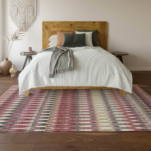 8' X 10' Mauve Blush And Ivory Southwestern Washable Area Rug With UV Protection