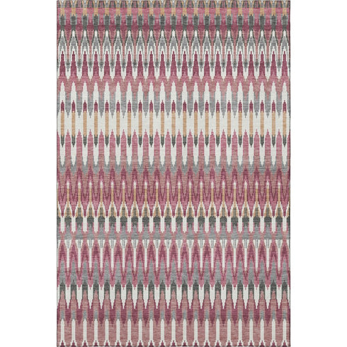 8' X 10' Mauve Blush And Ivory Southwestern Washable Area Rug With UV Protection