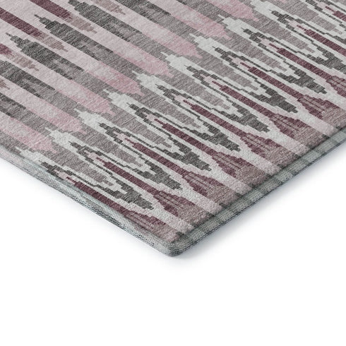 5' X 8' Pink Ivory And Gray Southwestern Washable Area Rug With UV Protection