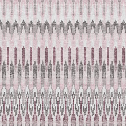 5' X 8' Pink Ivory And Gray Southwestern Washable Area Rug With UV Protection