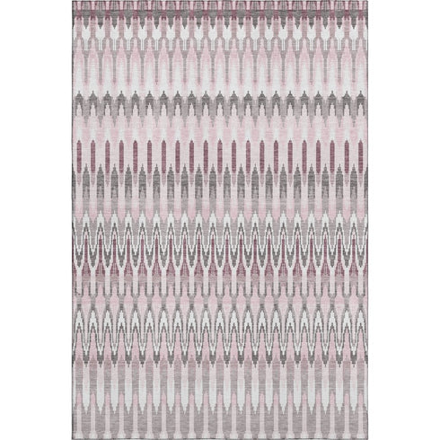 8' X 10' Pink Ivory And Gray Southwestern Washable Area Rug With UV Protection