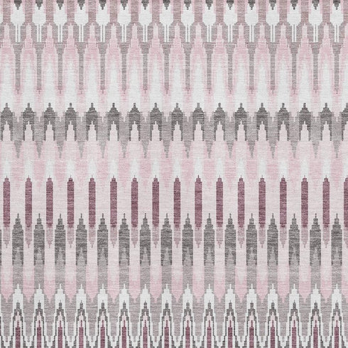 8' X 10' Pink Ivory And Gray Southwestern Washable Area Rug With UV Protection