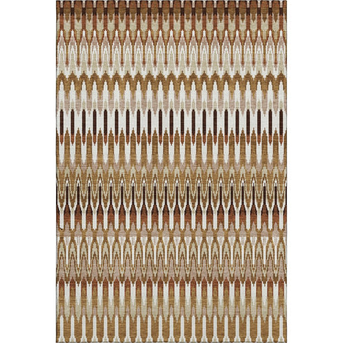 8' X 10' Terra Cotta Ivory And Beige Southwestern Washable Area Rug With UV Protection