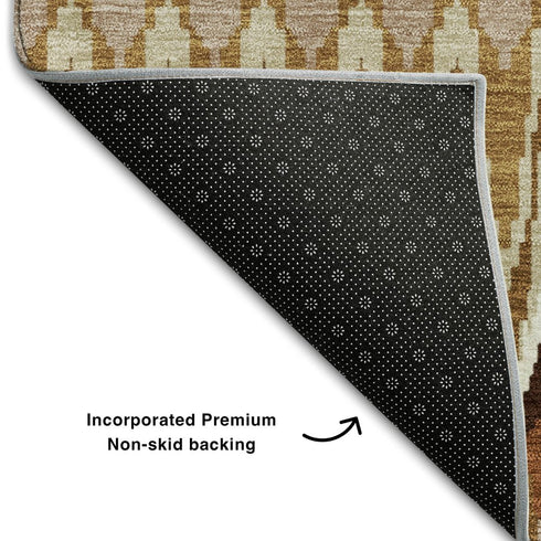 8' X 10' Terra Cotta Ivory And Beige Southwestern Washable Area Rug With UV Protection