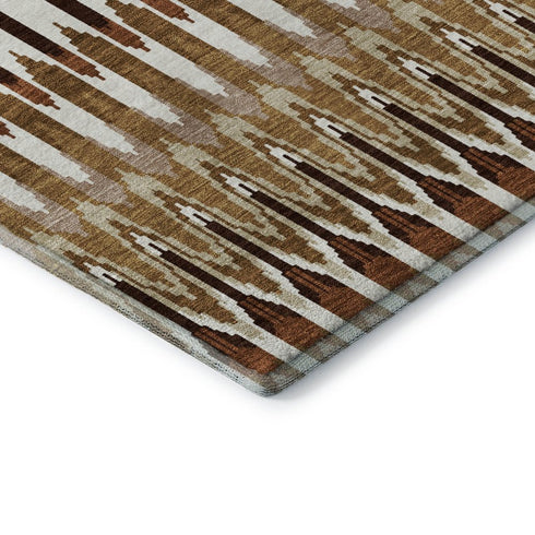 8' X 10' Terra Cotta Ivory And Beige Southwestern Washable Area Rug With UV Protection