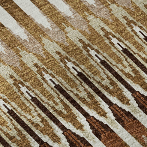 8' X 10' Terra Cotta Ivory And Beige Southwestern Washable Area Rug With UV Protection