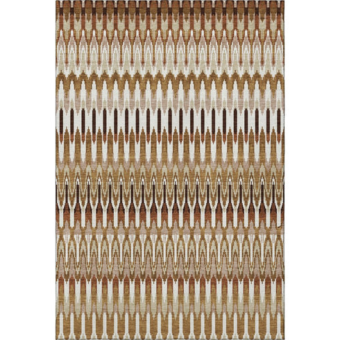8' X 10' Terra Cotta Ivory And Beige Southwestern Washable Area Rug With UV Protection